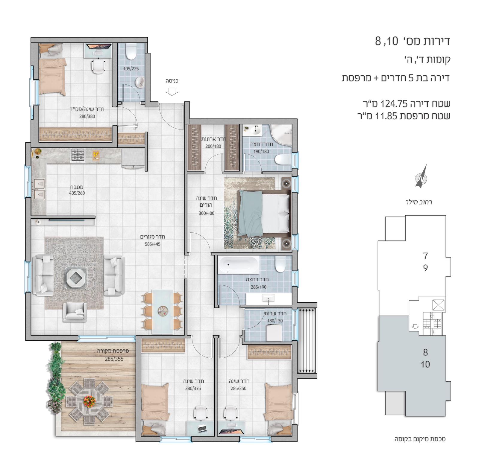 קומות ד ה דירות מס 10 ו 8 חזיתית